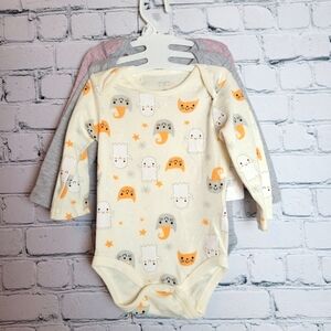 Bon Bebe Halloween 6-9 Months Long Sleeve Bodysuits Set of 3